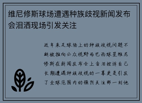 维尼修斯球场遭遇种族歧视新闻发布会泪洒现场引发关注